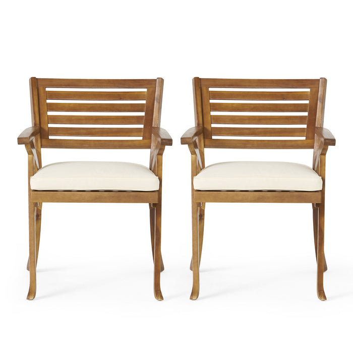 Outdoor Hermosa 5 Piece Wood Dining Set With Cushions - Teak / Beige