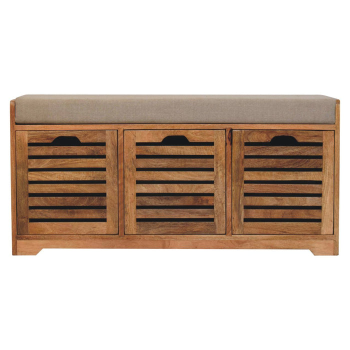 Shutter Shoe Bench, 3 Drawer - Oak