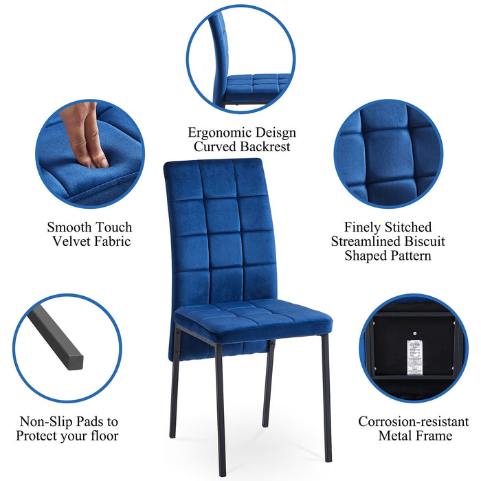 High Back Nordic Dining Chair Modern Fabric Chair With Legs (Set of 2)