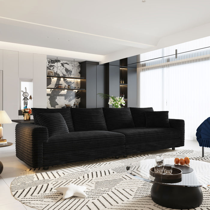 Deep Seat Convertible Sofa With Soft Pillows And Ottomans