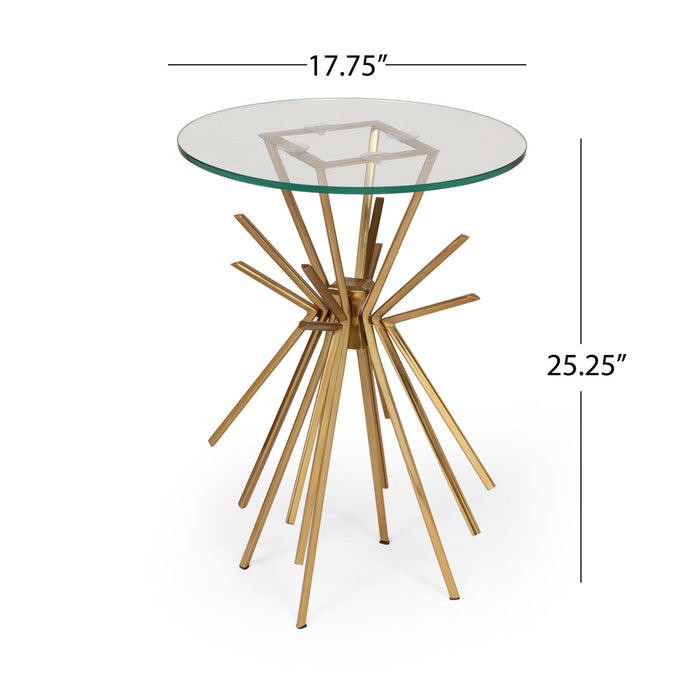 Table With Sunburst Design - Gold