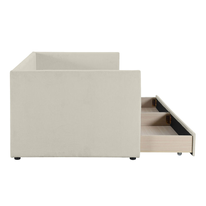 Daybed With Two Drawers And Wood Slat