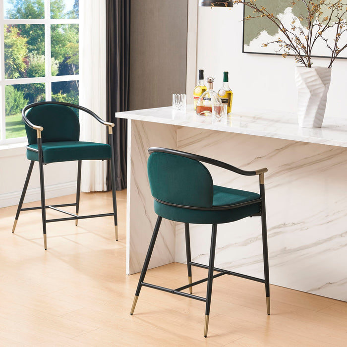 Contemporary Upholstered Counter Stool Set With Metal Frame