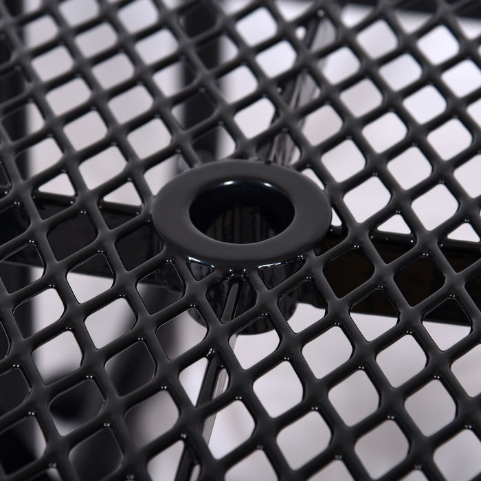 Square Outdoor Steel Picnic Table, With Umbrella Pole