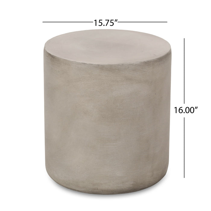 Cylindrical Design, Outdoor Lightweight Concrete Side Table