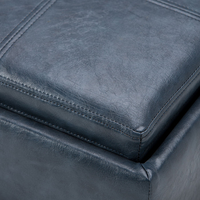 Rockwood - Upholstered Cube Storage Ottoman With Tray