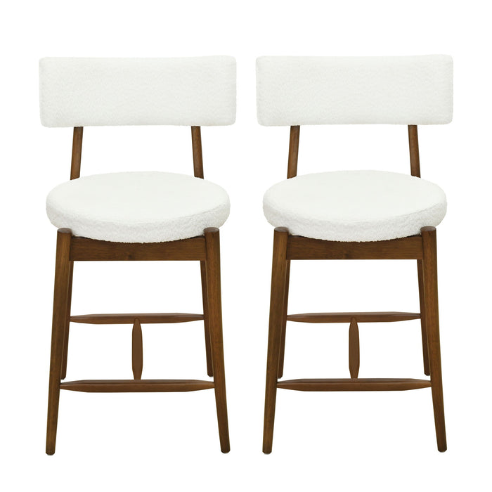 Mid Century Modern Counter Stools, Fabric Upholstered Chairs