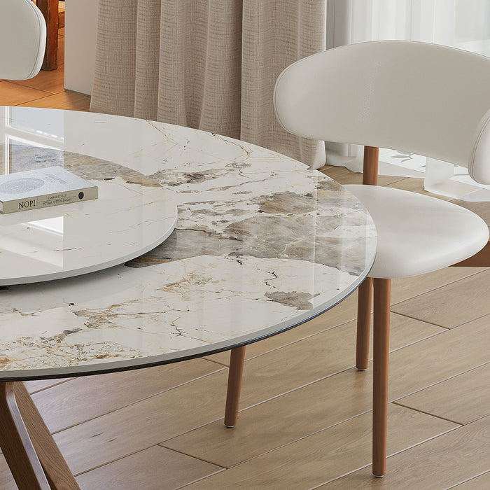 Dining Table With 35" Turntable - White