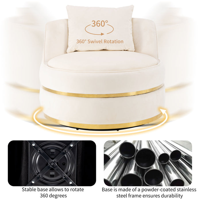 360 Degree Swivel Over Sized Upholstered Barrel Chair