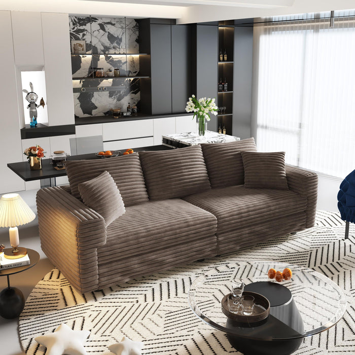 Deep Seat Convertible Sofa With Soft Pillows And Ottomans