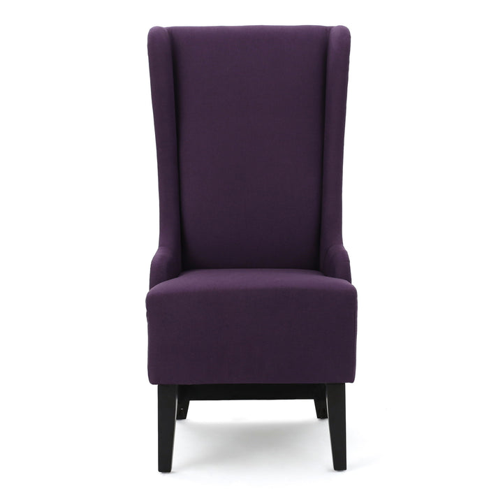 Fabric Dining Chair With High Back And Birch Wood Legs - Plum