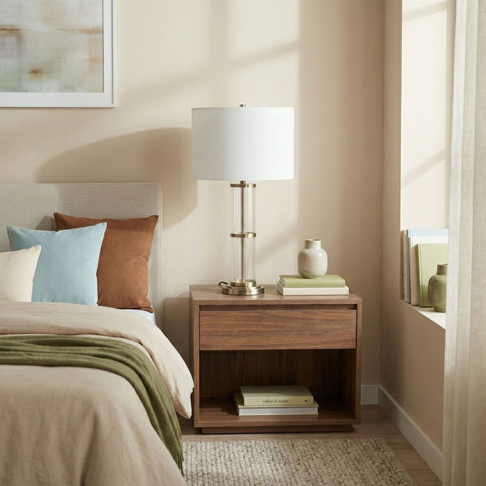 Echo - Table Lamp With On / Off Switch Clear Body Base - Clear / Silver / White