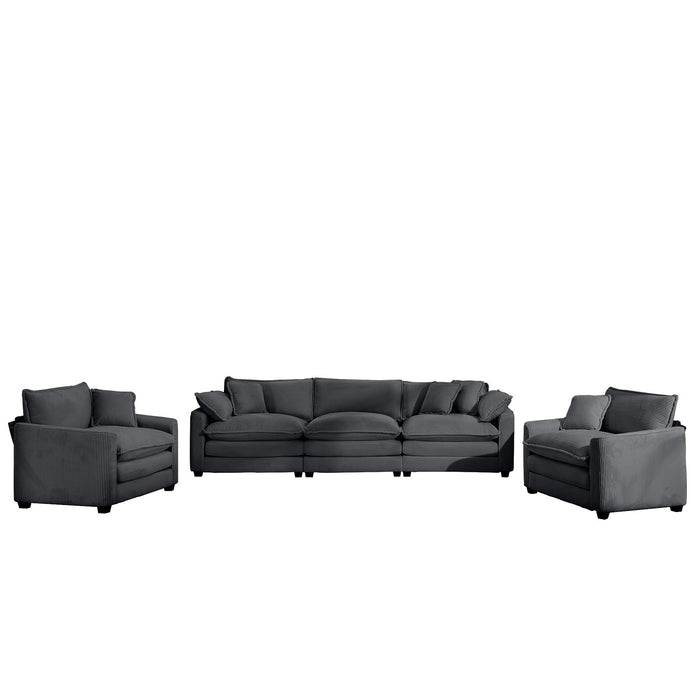 Elegant Corduroy Oversized Sectional Sofa Set With Deep Seats And Flexible Layout