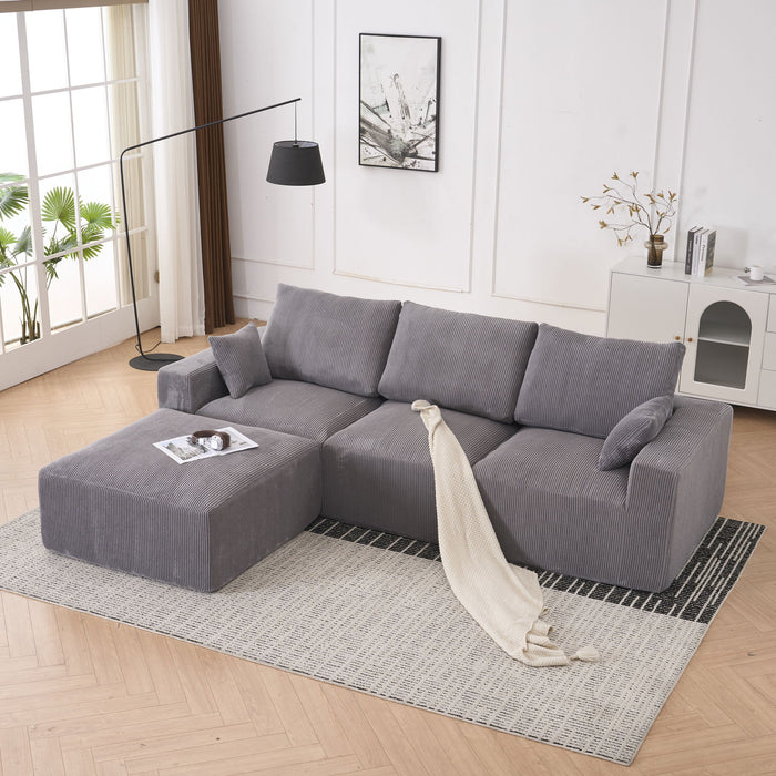 Modular Sectional Sofa With Ottoman, USB And Type C Charger, Petal Armrest Design