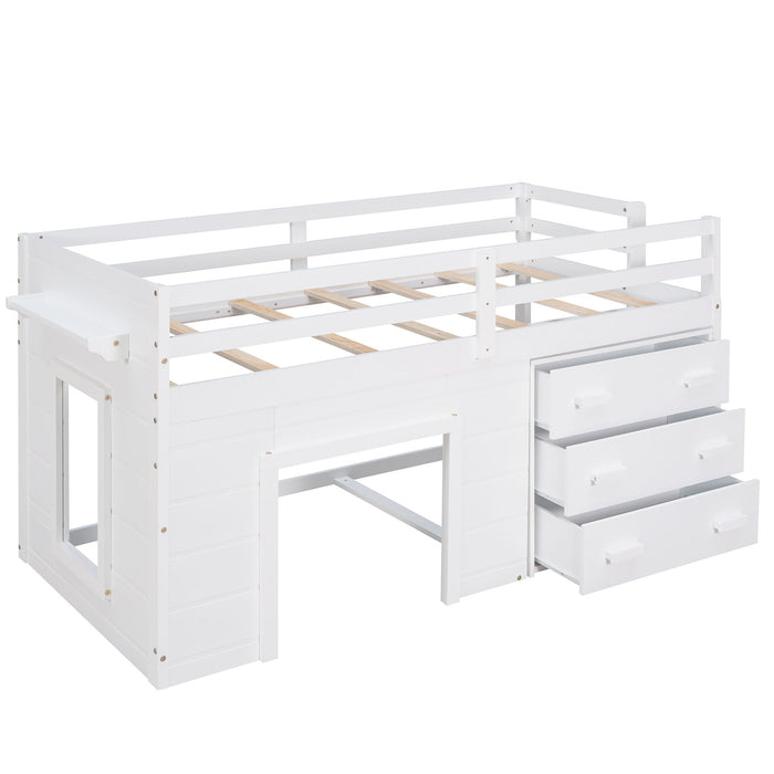 Loft Bed With Cabinet And Shelf
