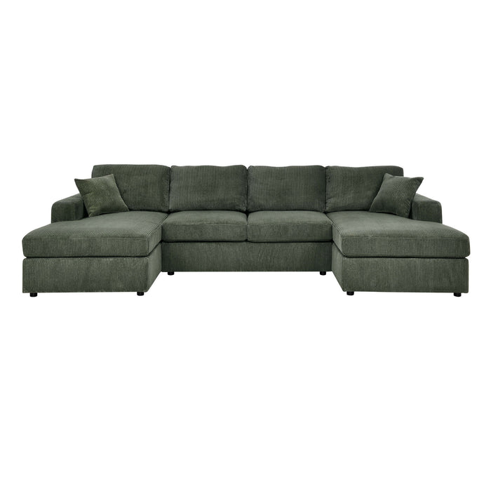 3 Piece Corduroy Double Chaise Sectional Sofa