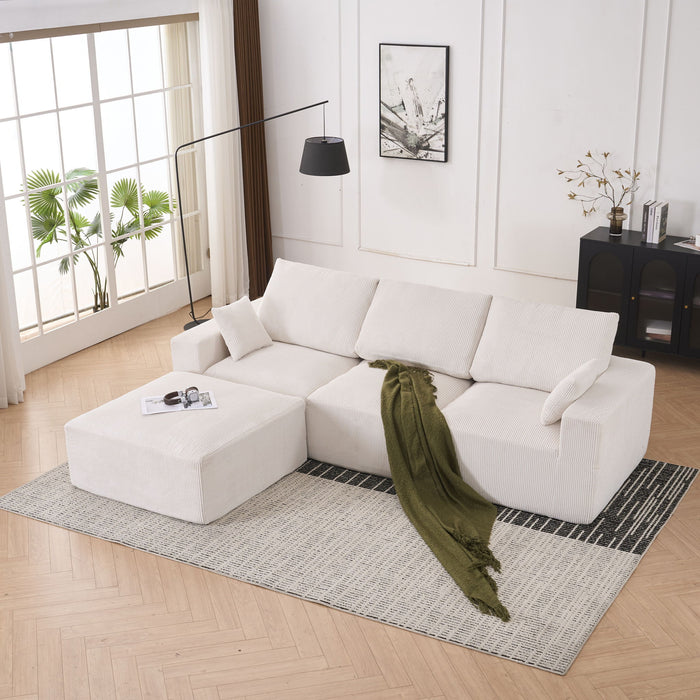 Modular Sectional Sofa With Ottoman, USB And Type C Charger, Petal Armrest Design