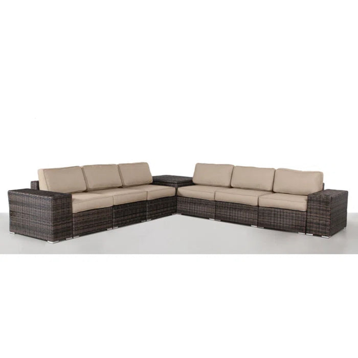 Elegant Outdoor Rattan Wicker 6 Person Seating Group With Cushions