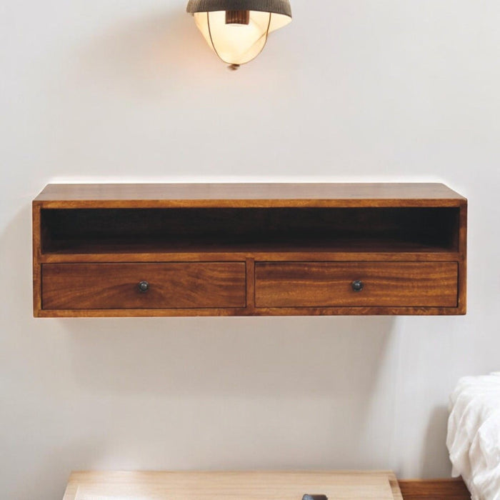 Lunar - 2 Drawer Wall Mounted Media Unit - Brown