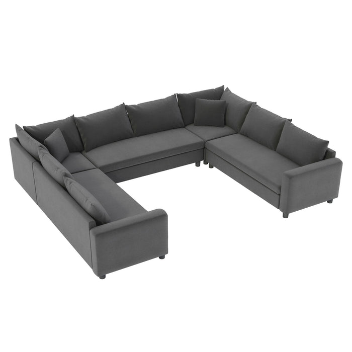 Modular Sectional Reversible U Shaped Couch Set, Free Combination Minimalist Style, Oversized 8 Seat Convertible Sofa