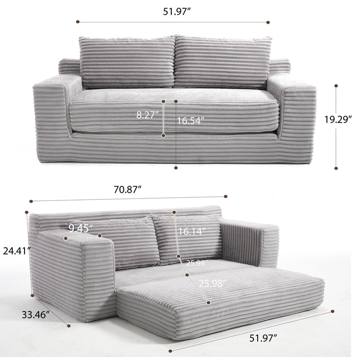 Convertible Loveseat Sofa Bed With Memory Foam & Steel Frame