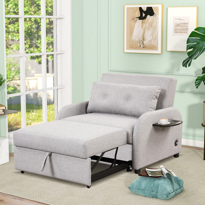 Versatile Pull Out Sofa Sleeper 3 In 1 With Wing Table & USB Charge, Compact Design