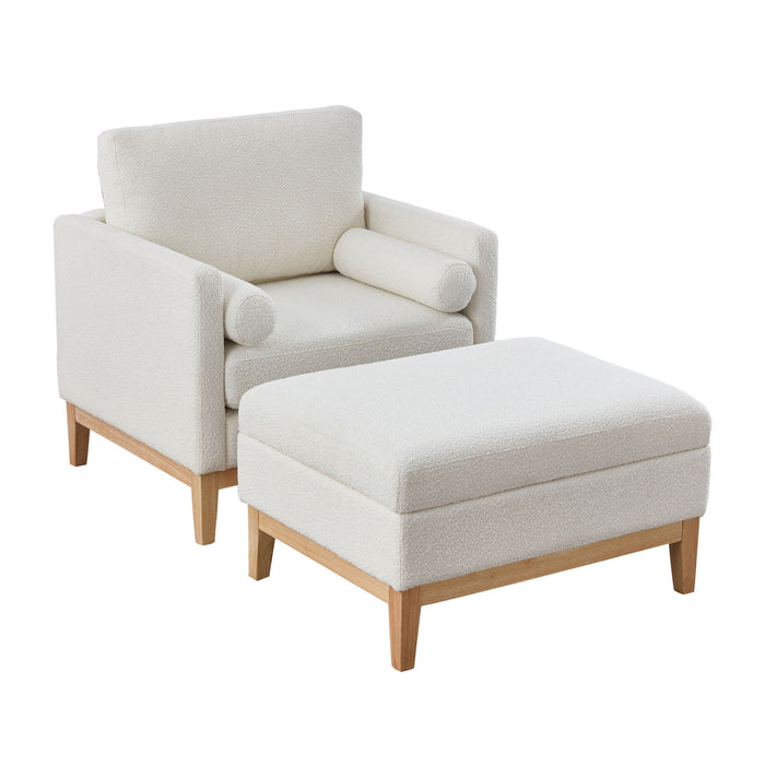 Oversized Swivel Barrel Accent Chair And Ottoman Set With Storage