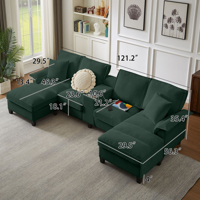 Modern U-Shaped Sectional Sofa Bed With Storage