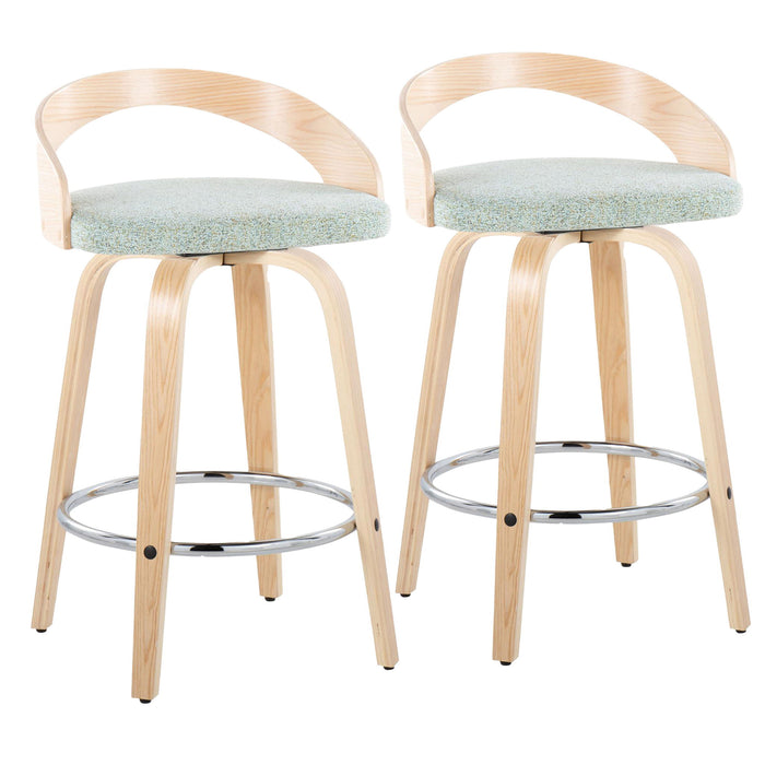 Grotto - Contemporary Fixed Height Counter Stool With Swivel With Round Footrest (Set of 2)