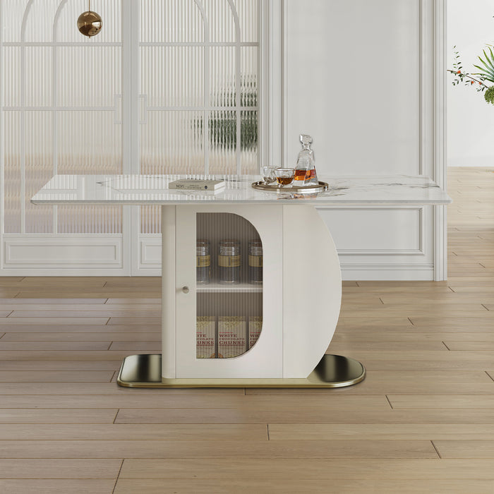 Dining Table For 4 - 6 People, Storage Shelf - White