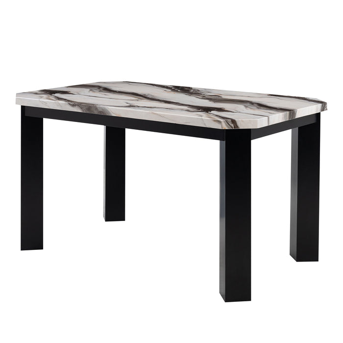 Magaly - Bar Table With Marbled Top Detail And Scalloped Edges - Dark Gray
