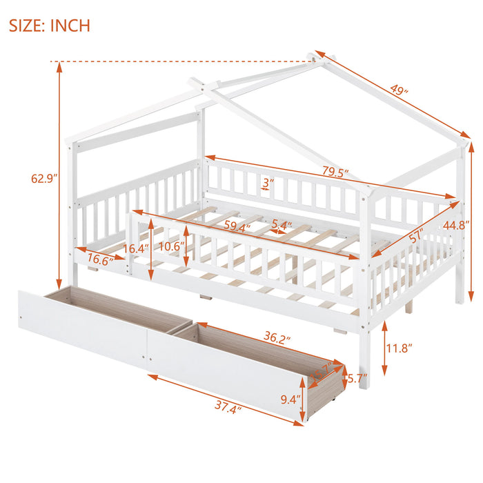 House Bed With 2 Drawers