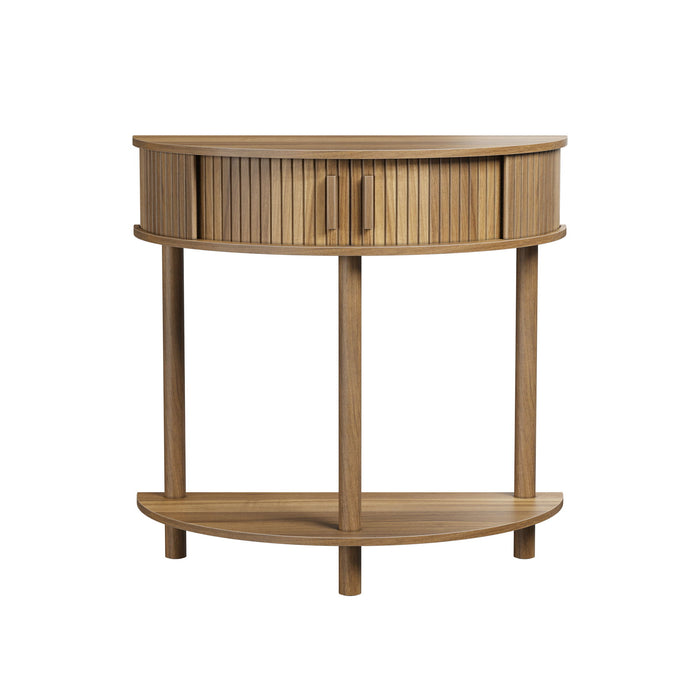 Half Moon Console Table For Living Room - Walnut