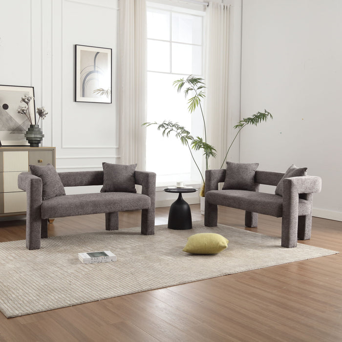 Modern Chenille Loveseat Sofa, Comfy Upholstered 2 Seater