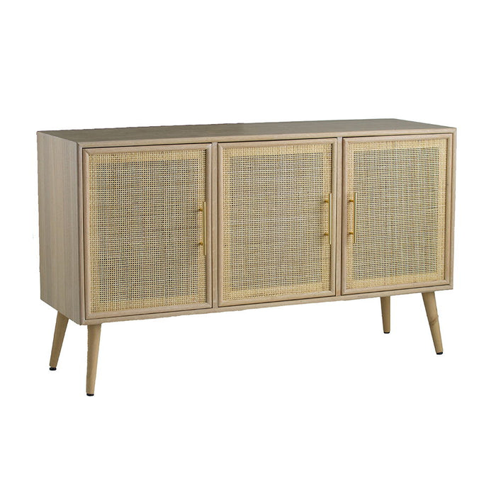 Wooden Accent TV Cabinet With 3 Doors - Brown
