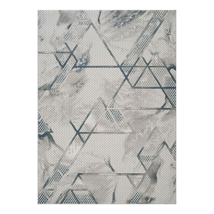 Geometrix - 5'3" X 7'3" Area Rug & Geometric, 3D Effect - Ivory / Gray