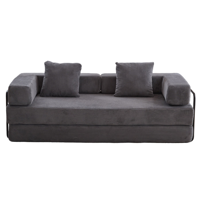 Floor Couch, Convertible Floor Sofa Bed With Pillow Back Support Armrest