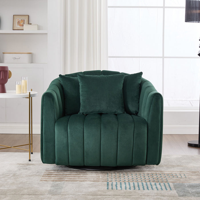 Upholstered Oversized 360° Swivel Accent Barrel Chair And Half Cozy Sofa With 3 Pillows