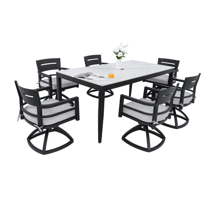 Modern Outdoor Patio Dining Set With Table And Chairs With Sunbrella Cushions