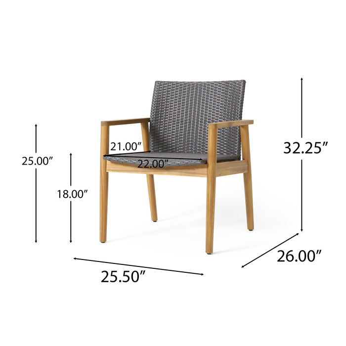 Tranquilize - Outdoor Wooden Club Chair With Woven Wicker Seat And Back (Set of 2) - Light Brown