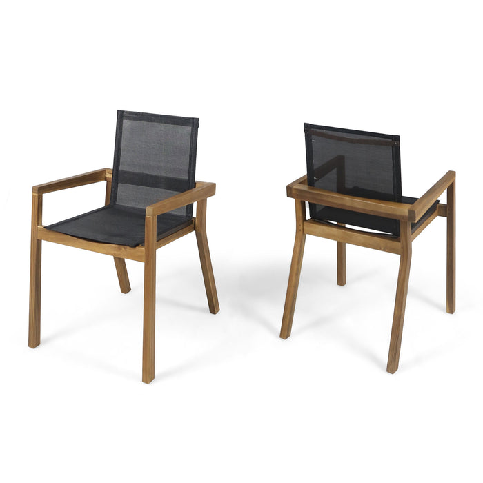 Belfast - Dining Chair With Acacia Wood Frame And Mesh Seating (Set of 2)
