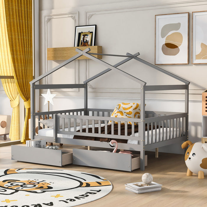 House Bed With 2 Drawers