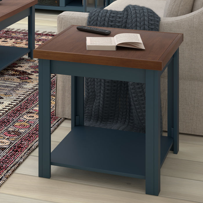 Nantucket - Side Table - Blue Denim, Whiskey