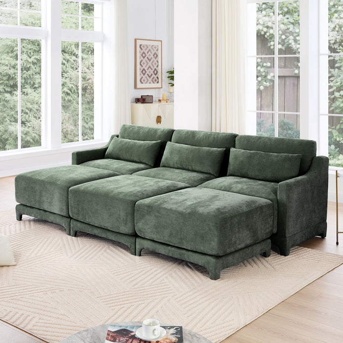 Stylish Sofa With Ottoman And Lumbar Pillows, Ergonomic Design