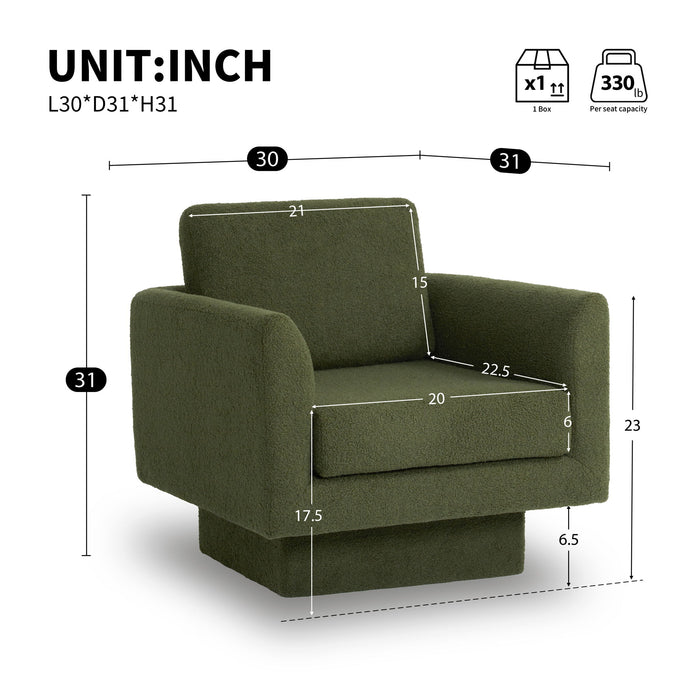 360° Modern Swivel Accent Chair Round Armchair, Thick Padded Single Lounge Sofa Upholstered Comfy