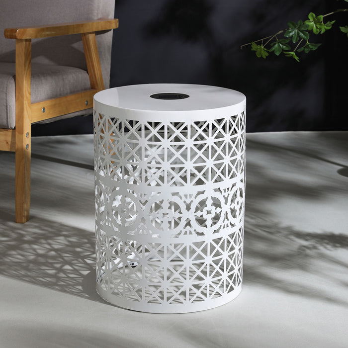 Modern Iron Solar Side Table With Built - In Light