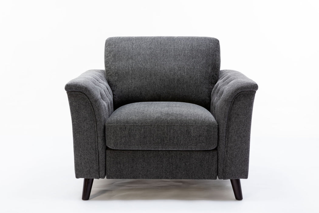 Stanton - Chair With Tufted Arms - Dark Gray