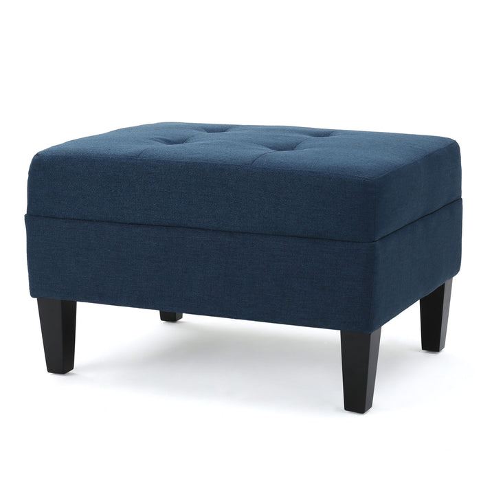 Ottoman With Birch Wood Legs And Cushioned Top For Comfort