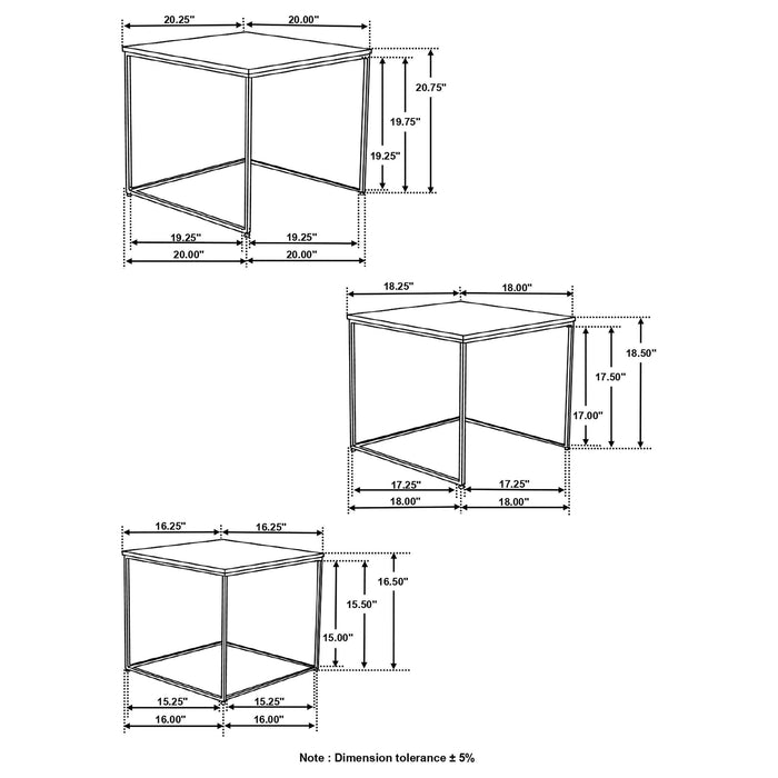 3 Piece Nesting Design Table Set - Brown