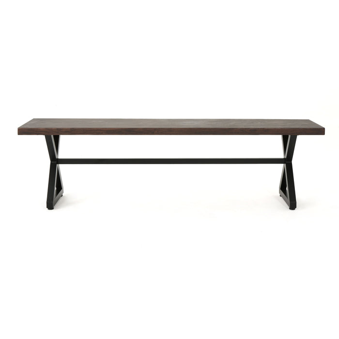 Modern Aluminum Outdoor Dining Bench With X Base